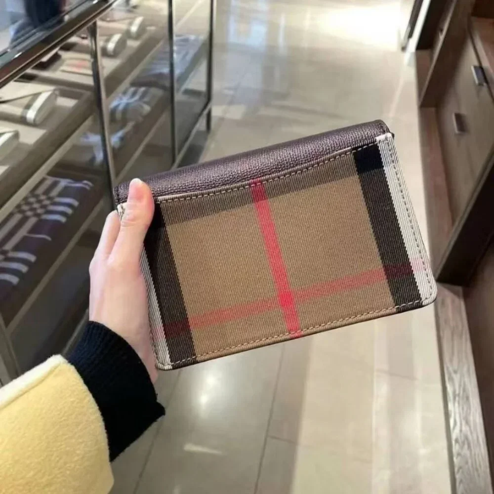 NWT BURBERRY Pebbled Leather/House Check Canvas Hampshire Crossbody Bag